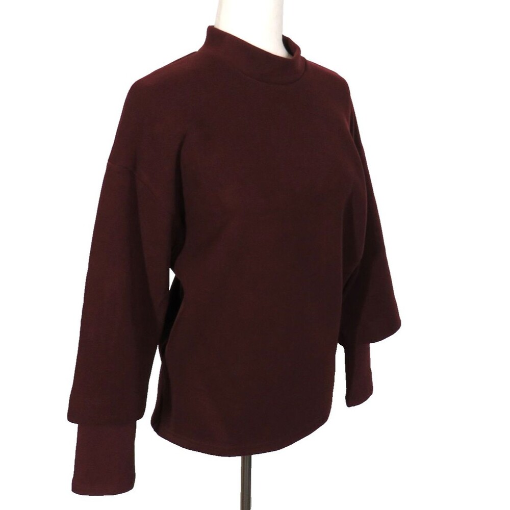 OGL FuzzLuxe Soft Cozy Wool Blend Layered Look Mock Neck Top Ruby Size Large